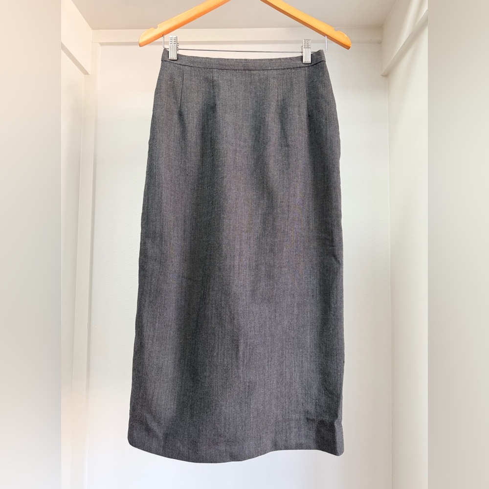 Vintage Meiermei Gray tweed 90s column midi length pencil Skirt 165 M
